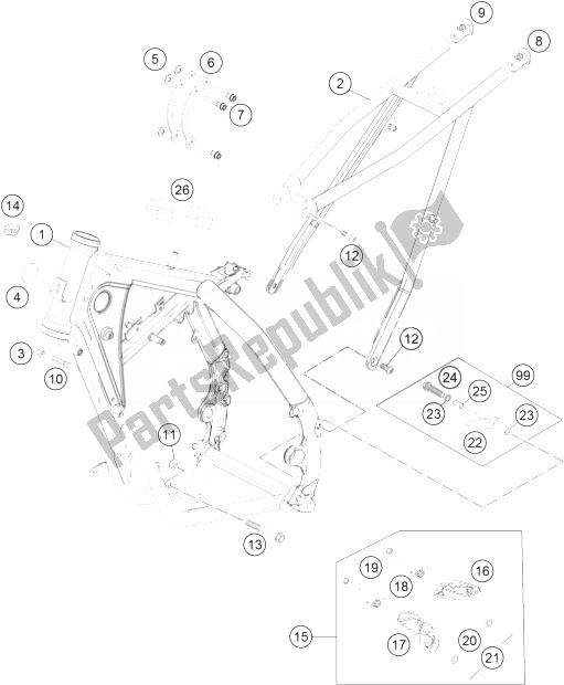 Todas las partes para Marco, Sub Marco de KTM 85 SX 19 16 Europe 2014