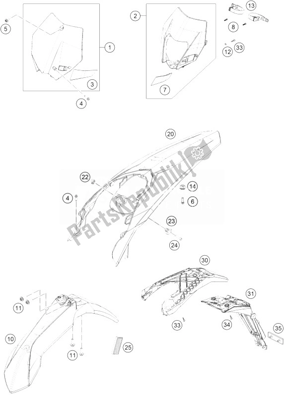 Toutes les pièces pour le Masque, Ailes du KTM 450 EXC Europe 2014