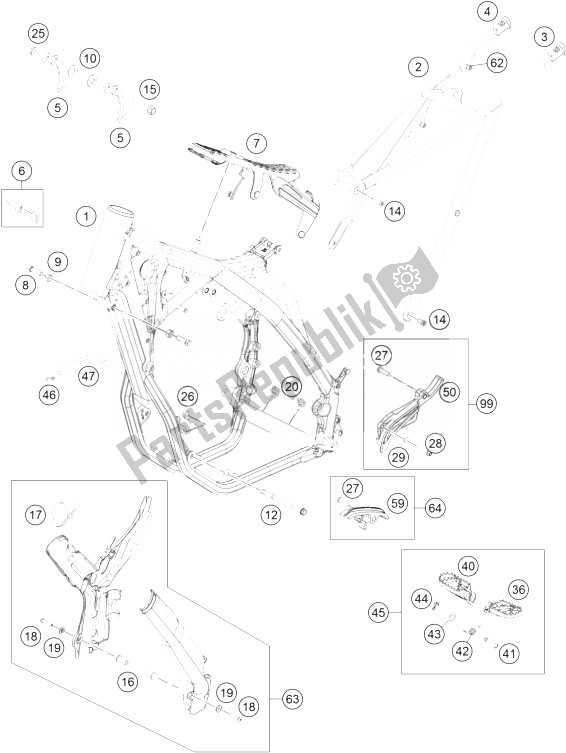 Alle onderdelen voor de Kader van de KTM 500 EXC USA 2014