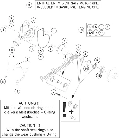 Tutte le parti per il Pompa Dell'acqua del KTM 1190 Adventure ABS Grey Europe 2015