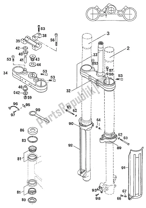 Toutes les pièces pour le Fourche Télescopique 125 ? 94 du KTM 125 E XC USA 1994