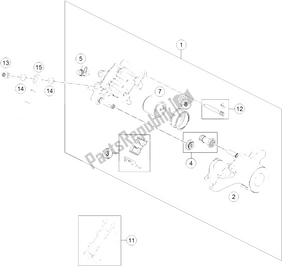 All parts for the Brake Caliper Rear of the KTM 690 Enduro R ABS Europe 2016