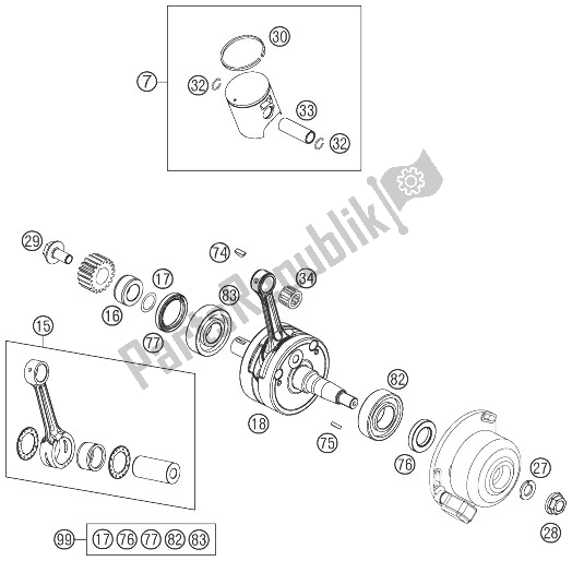 Toutes les pièces pour le Vilebrequin, Piston du KTM 85 SXS 17 14 USA 2014