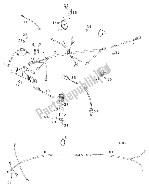 Todas las partes para Arnés De Cables Egs 125-380 2001 de KTM 125 EXC Australia 2001