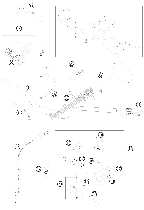 Todas las partes para Manillar, Instrumentos de KTM 990 Adventure White ABS 11 Europe 2011