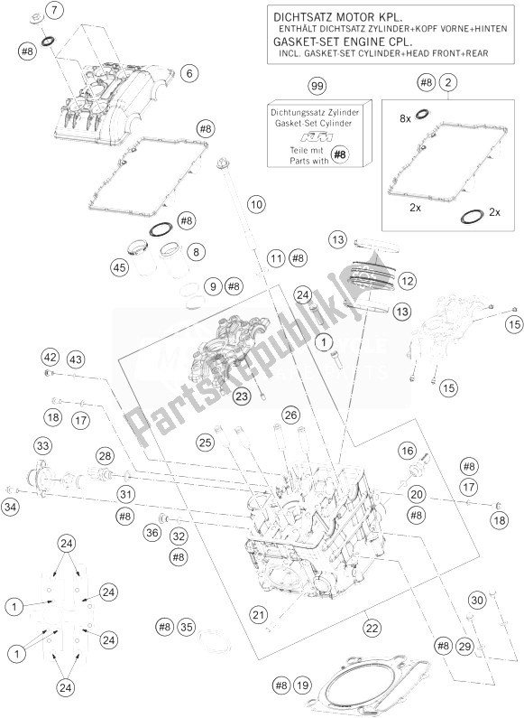 Alle onderdelen voor de Cilinderkop Voor van de KTM 1190 Adventure ABS Orange France 2014