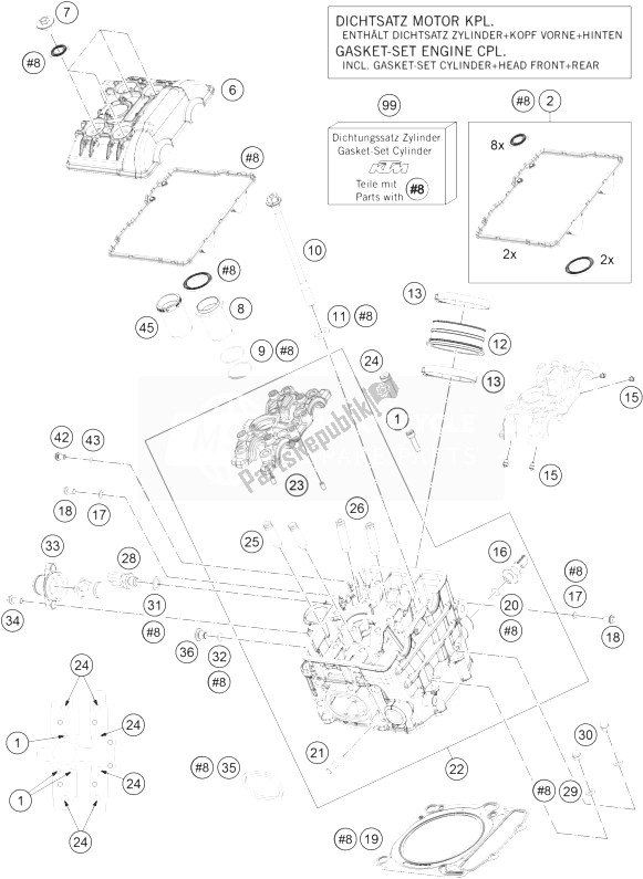 All parts for the Cylinder Head Front of the KTM 1190 Adventure R ABS Europe 2014