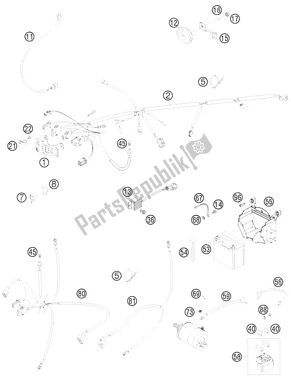 All parts for the Wiring Harness of the KTM 400 EXC Europe 2011