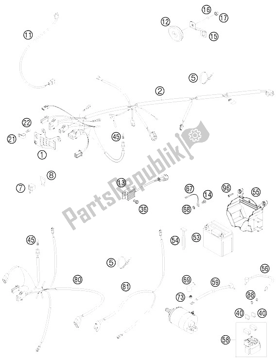 All parts for the Wiring Harness of the KTM 530 EXC R Europe 1 2008