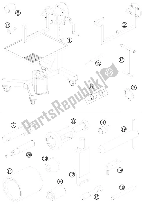 All parts for the Special Tools of the KTM 1190 RC 8 Orange France 2008