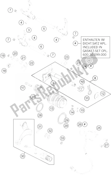 All parts for the Shifting Mechanism of the KTM 990 Supermoto T Black ABS Australia 2013