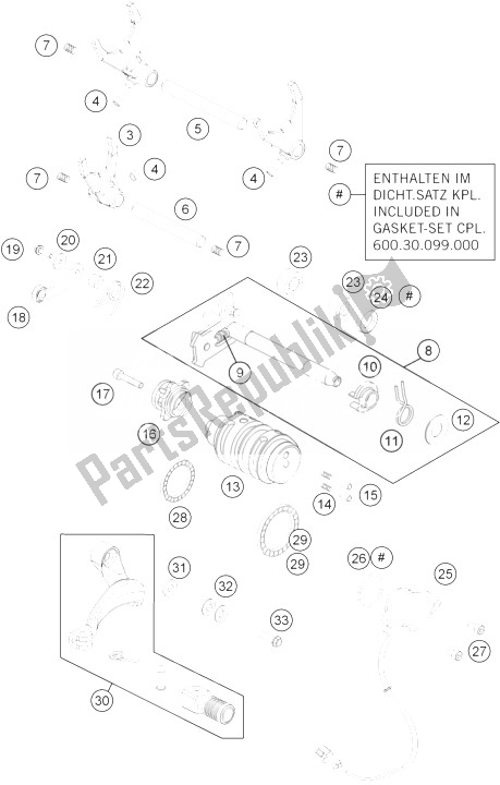 All parts for the Shifting Mechanism of the KTM 990 Supermoto T Black ABS USA 2013