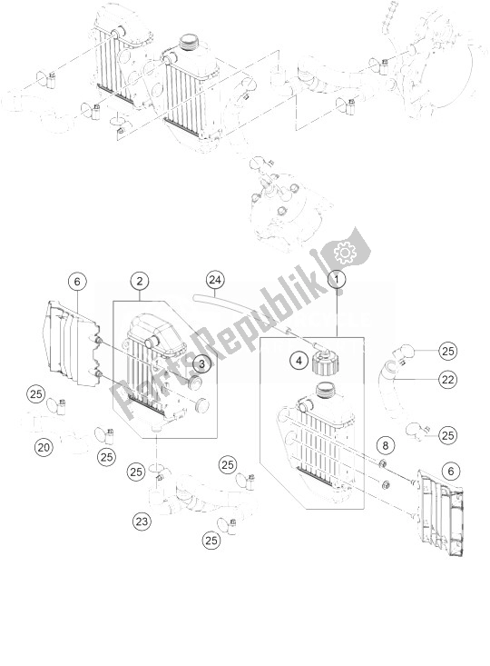 All parts for the Cooling System of the KTM 50 SX Europe 2014