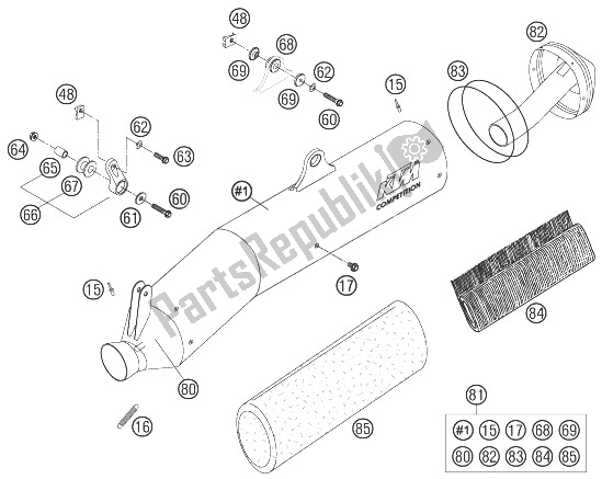 All parts for the Silencer 625 Sxc Eu of the KTM 660 SMC Australia United Kingdom 2004