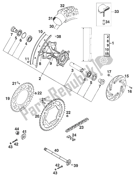 Todas las partes para Rueda Trasera 125 '97 de KTM 125 EXC M O Europe 1997