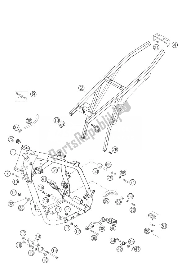 Tutte le parti per il Telaio, Telaio Secondario 660 Smc del KTM 660 SMC Europe 2003