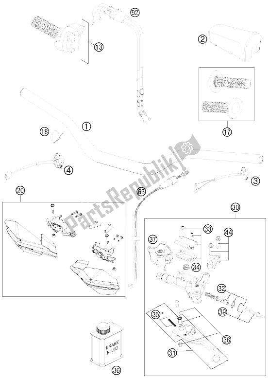 Tutte le parti per il Manubrio, Comandi del KTM 250 SX F Roczen Replica 12 Europe 2012