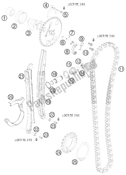 Toutes les pièces pour le Commande De Synchronisation du KTM 690 Duke Orange Europe 2008