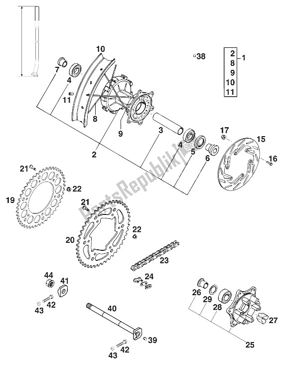 All parts for the Rear Wheel With Damper Lc4 Usa 200 of the KTM 640 LC 4 USA 2000