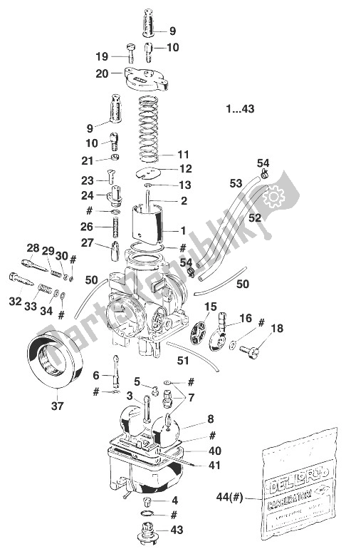 Todas as partes de Carburador Dellorto Phbh 28 Vs do KTM 125 LC2 100 Europe 113782 1998