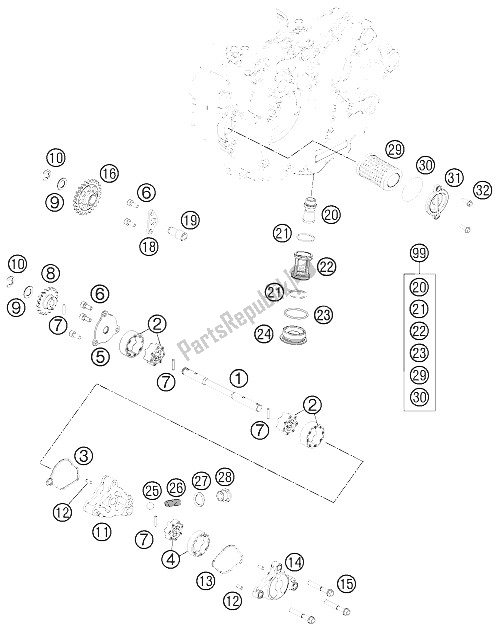 Todas las partes para Sistema De Lubricación de KTM 450 SX F Europe 2012