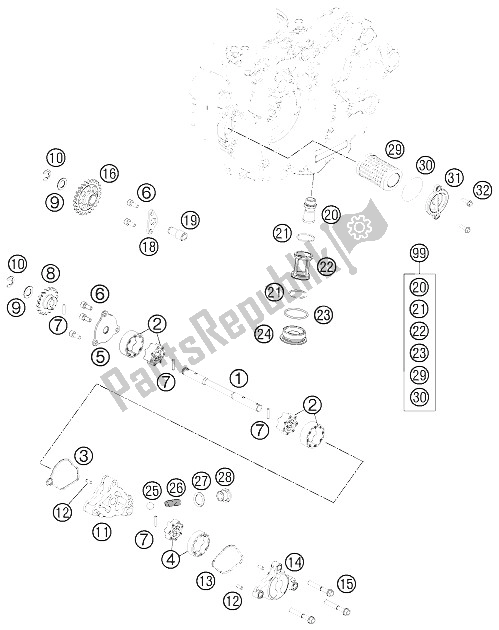 Todas as partes de Sistema De Lubrificação do KTM 450 SX F USA 2012