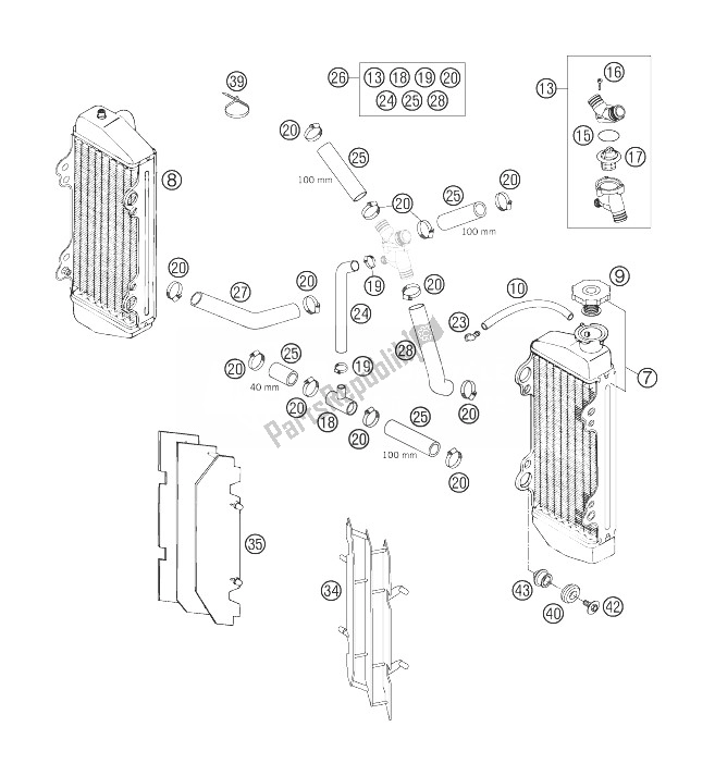 Todas as partes de Sistema De Refrigeração do KTM 200 XC W South Africa 2007