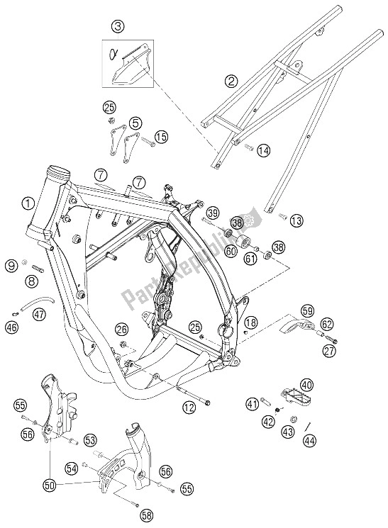 Toutes les pièces pour le Cadre, Sous-cadre du KTM 250 SXS F Europe 2006