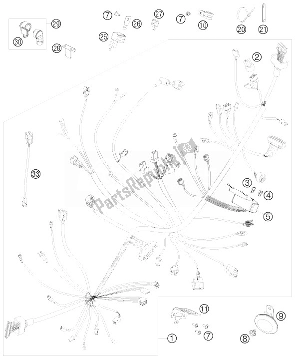 All parts for the Wiring Harness of the KTM 690 Duke R Europe 2010