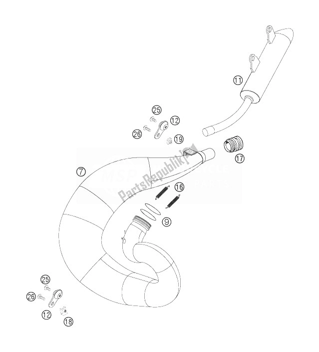 Wszystkie części do Rura Wydechowa KTM 250 EXC SIX Days Europe 2007