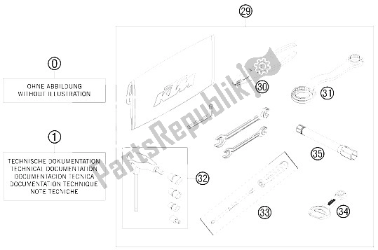 All parts for the Accessories Kit of the KTM 690 Rally Factory Replica Europe 2009