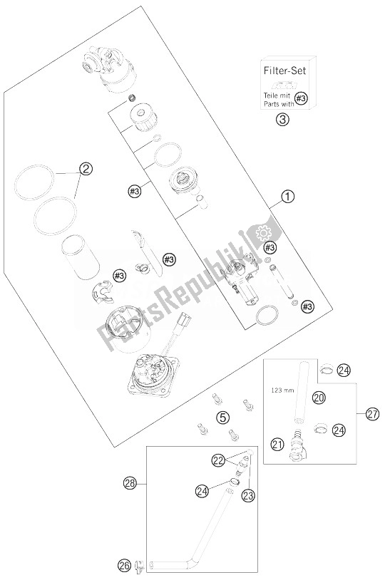 All parts for the Fuel Pump of the KTM 990 Super Duke R Europe 2013