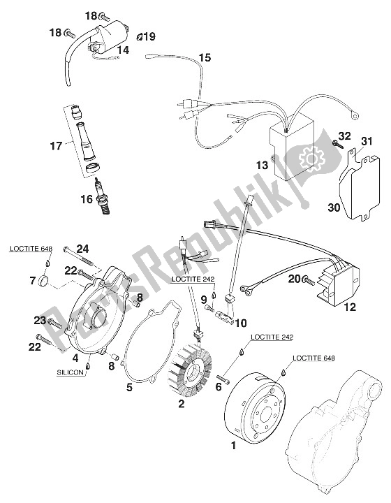 Tutte le parti per il Sistema Di Accensione Kokusan Lc4-e '96 del KTM 620 Duke 37 KW Australia 1996