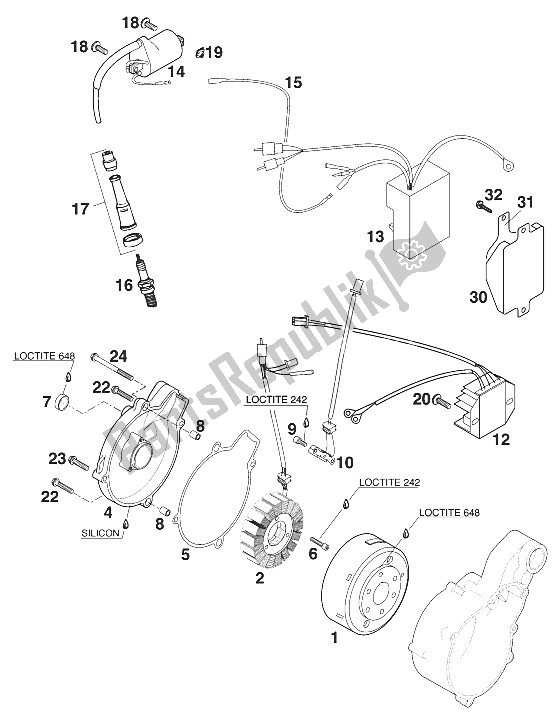 All parts for the Ignition System Kokusan Lc4-e '96 of the KTM 620 Duke 37 KW Europe 970061 1996