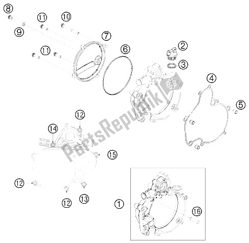 All parts for the Clutch Cover of the KTM 50 SX Mini Europe 2011