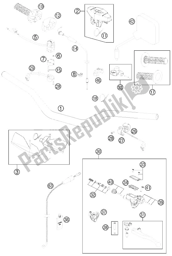 Todas las partes para Manillar, Controles de KTM 200 EXC Australia 2011