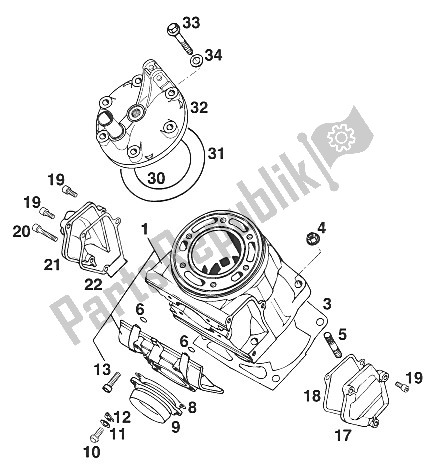 Tutte le parti per il Cilindro 250/300/360 '97 del KTM 250 EXC M O 13 LT USA 1997