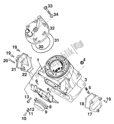 All parts for the Cylinder 250/300/360 '97 of the KTM 300 EXC M O Europe 1997