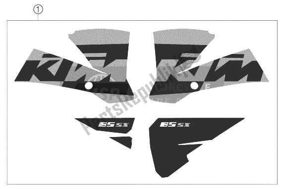 All parts for the Decal 85 Sx of the KTM 85 SX Europe 6001D8 2004