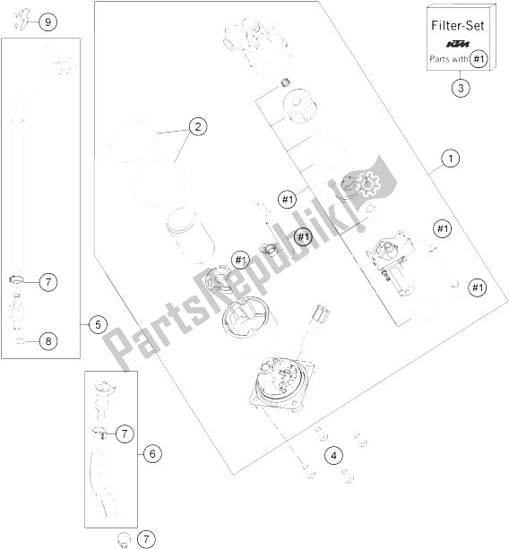 All parts for the Fuel Pump of the KTM 1190 Adventure R ABS USA 2015