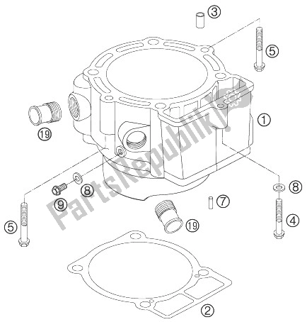 All parts for the Cylinder of the KTM 560 SMR Europe 2007