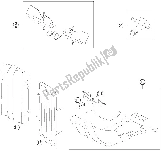 Tutte le parti per il Accessori 250-525 Infatti. Rac. Del KTM 250 EXC Factory Europe 2005