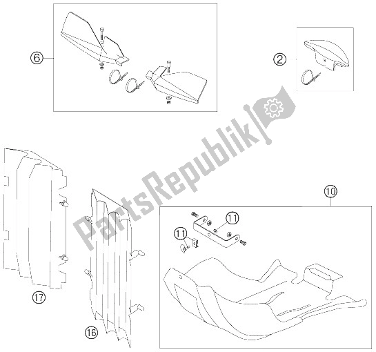 All parts for the Accessories 250-525 Fact. Rac. Of the KTM 450 EXC Factory Europe 2005