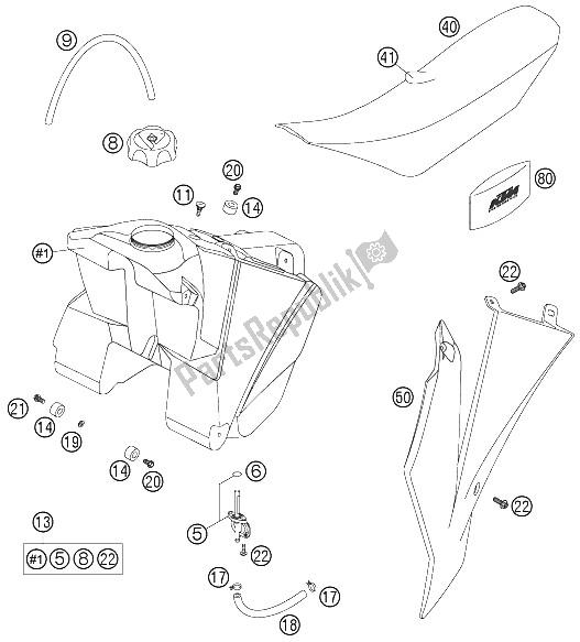 All parts for the Tank, Seat, Cover of the KTM 85 SX 17 14 Europe 2006