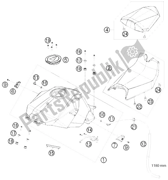 Toutes les pièces pour le Réservoir, Siège, Couverture du KTM 1190 RC 8 White USA 2009