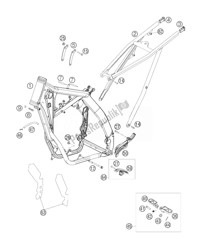 All parts for the Frame, Sub Frame of the KTM 144 SX USA 2007