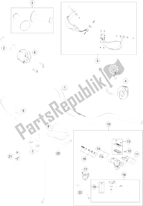 All parts for the Handlebar, Controls of the KTM 690 SMC R ABS Europe 2016