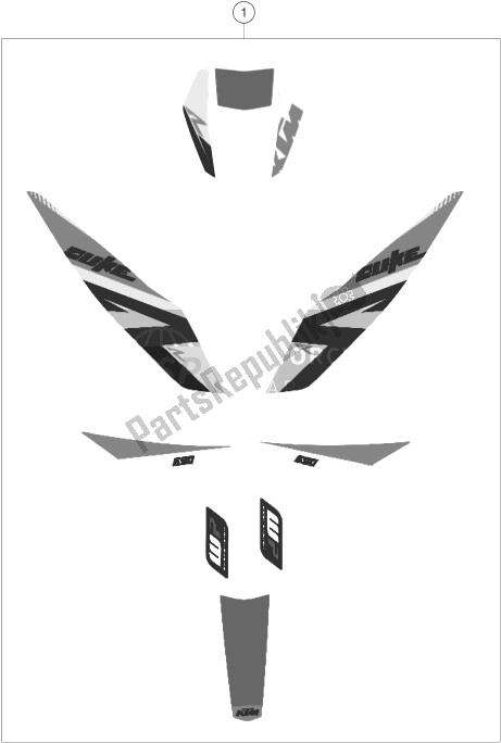 All parts for the Decal of the KTM 690 Duke R ABS Australia 2014