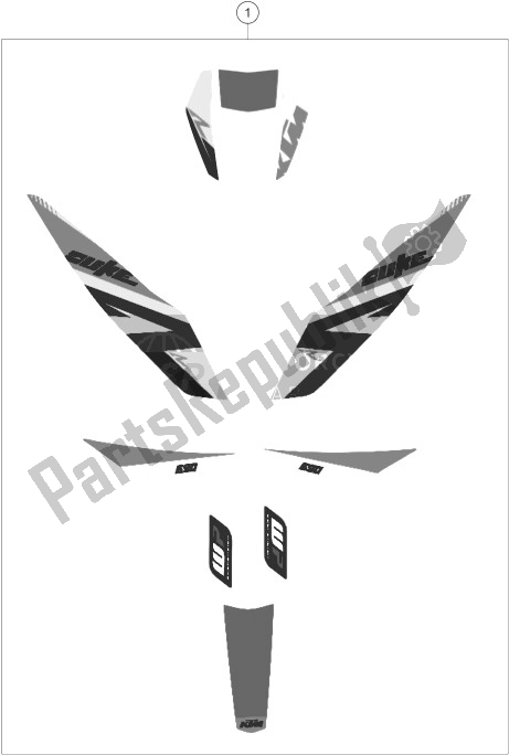 All parts for the Decal of the KTM 690 Duke R ABS CKD Malaysia 2014