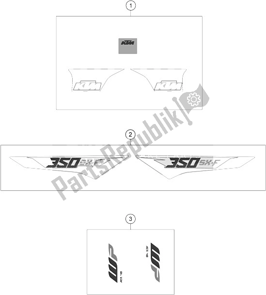 All parts for the Decal of the KTM 350 SX F Europe 2016
